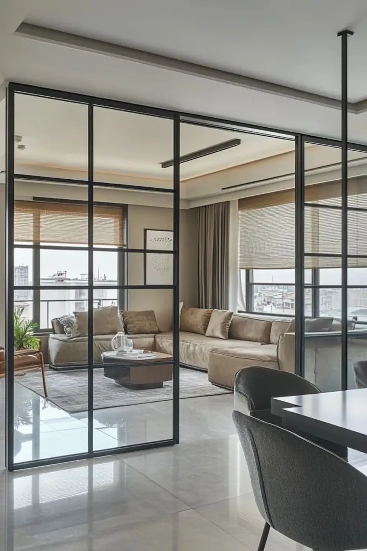 الزجاج في تقسيم المساحات الحديثة